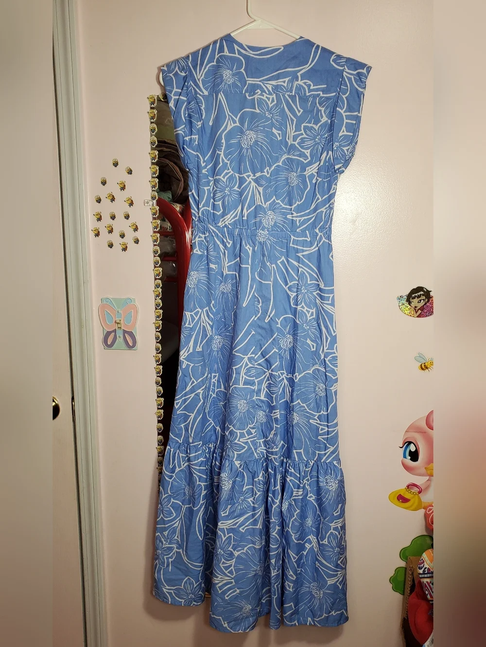 Steve Madden Amanda Dress Floral Print Cap Sleeve Twist Front Maxi Blue Size XS - Picture 2 of 6